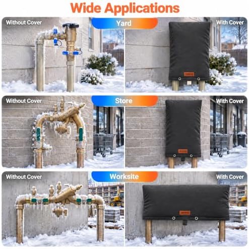 Backflow Preventer Insulation Cover 24" x 30" Pipe Covers for Outside Black - Image 7