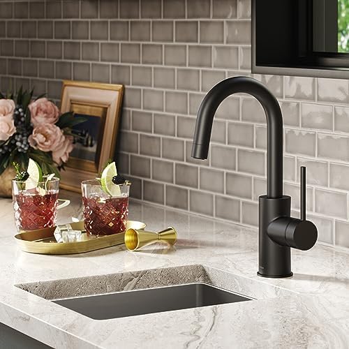 KRAUS Oletto Single Handle Kitchen Bar Faucet with QuickDock Top Mount Installation Assembly in Matte Black, KPF-2600MB - Image 2