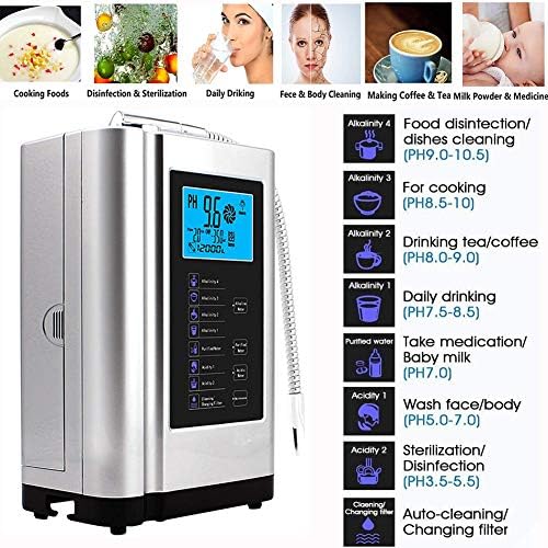 Alkaline Water Ionizer Machine 729, Built-in a Filter, Produces pH 4-10.5 Water, 7 Water Settings, Up to -570mV ORP, 8000L Per Filter, Silver - Image 2