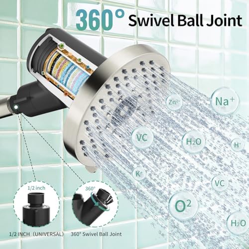SR SUN RISE 5.5-inch Filtered Shower Head, 6 Spray Modes, Brushed Nickel - Image 4