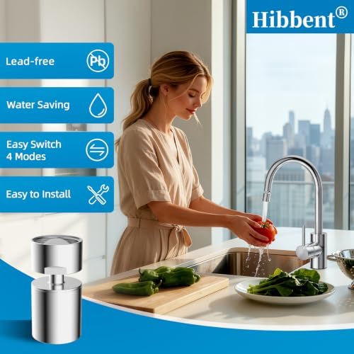 Hibbent NSF/ANSI/CAN 372 Certified 4 Modes Faucet Aerator, Chrome - Image 5
