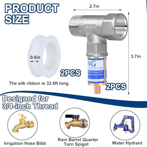 1 Set T-Type Outdoor Faucet Freeze Protector, Metal Spigot Covers with Tape - Image 2