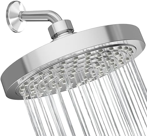 Winthorpe 6 Inch Rain Shower Head, High Pressure Fixed Showerhead, 90 Jets for Full Body Coverage, Adjustable 1.8 or 2.5 GPM Flow Inserts, Tool Free 1 Minute Install, Chrome - Image 2
