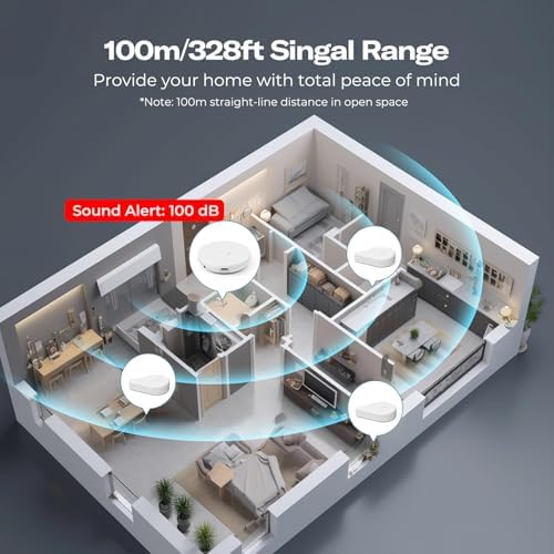 THIRDREALITY Smart Water Leak Sensor KM1, Matter Over WiFi, 1 KM1-controller with 100dB Alarm & 3 Water Detectors, 3-Year Battery Life, No Batteries, Work with Apple Home, Alexa, Home Assistant, Homey - Image 3