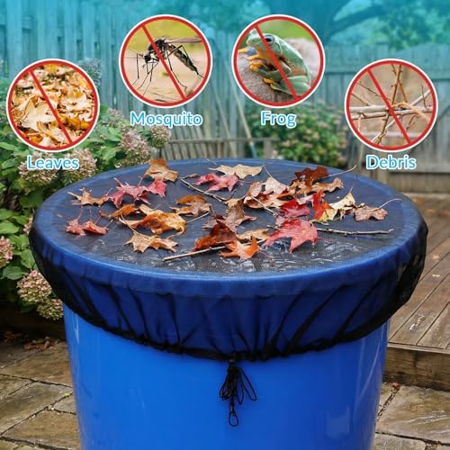 2 Pcs Mesh Cover for Rain Barrel, 38.5 Inch Black Rain Barrels Net Cover, Water Collection Bucket Screen Covers to Keep Leaves Debris Out - Image 6