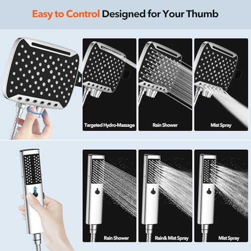 JDO Dual Shower Head Combo with 10" Rainfall & Handheld Spray - Image 4