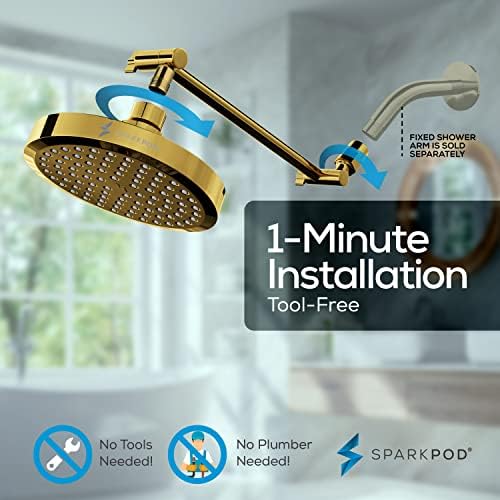 SparkPod 6" Round Rain Shower Head with 11" Shower Arm - Image 6