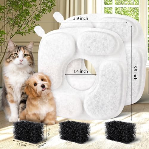 24 Pcs Cat Water Fountain Replacement Filters-12 Pack Cat Fountain Filters with 12 Pack Sponges, Compatible with VEKEN 95oz/2.8L, 67oz/2L, 135oz/4L Pet Drinking Fountain - Image 3
