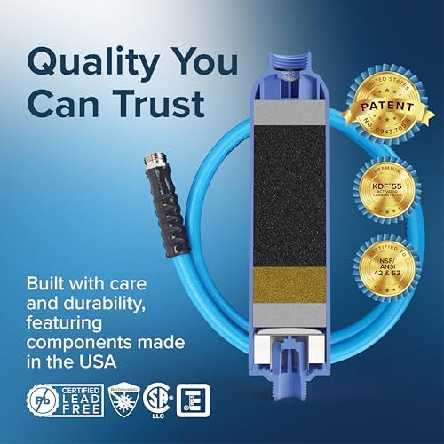 Camco Tastepure RV Freshwater Kit - Includes Tastepure RV Water Filter, Flexible Hose Protector, EvoFlex 25' Drinking Water Hose, Brass RV Water Pressure Regulator & Carrying Basket (20160) - Image 5