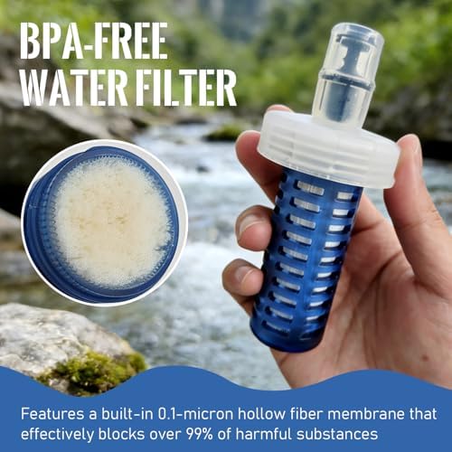 Collapsible Water Bottle with Filter for Travel Hiking Camping 1L - Image 2