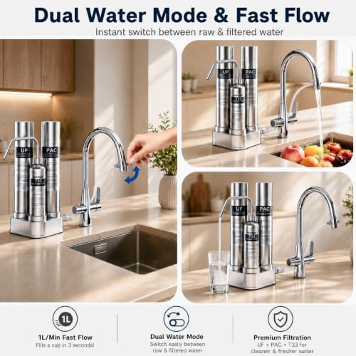 Vortopt F11 Countertop Water Filter System, 3 Stage Filtration, Silvery - Image 5