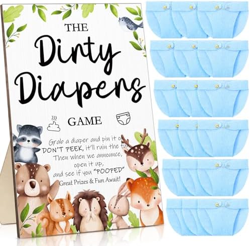 Roowest 51 Pcs Dirty Diaper Baby Shower Games, Woodland Animals by Roowest