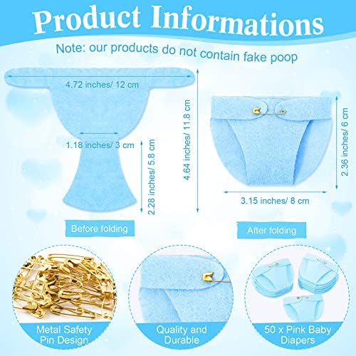 Roowest 51 Pcs Dirty Diaper Baby Shower Games, Greenery Blue - Image 3