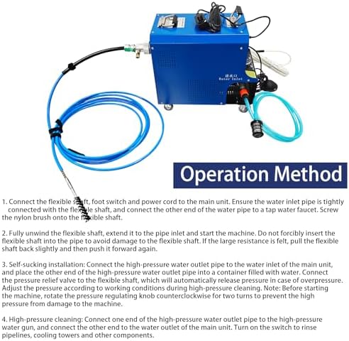 Multifunctional Condenser Pipeline Cleaning Machine with Transformer, Tube Cleaner with 7.6m Flexible Shaft & High Pressure Pump, for Central AC Heat Exchangers 110V/220V - Image 7