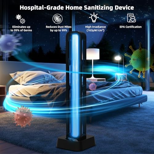 69W UV Light Sanitizer with Remote Control and 3 Timers – Home Disinfection Device 99.99% Cleaned of Germs, Viruses, Mold and Dust Mites – Whole Room Disinfection Lamp for Home and Office - Image 6