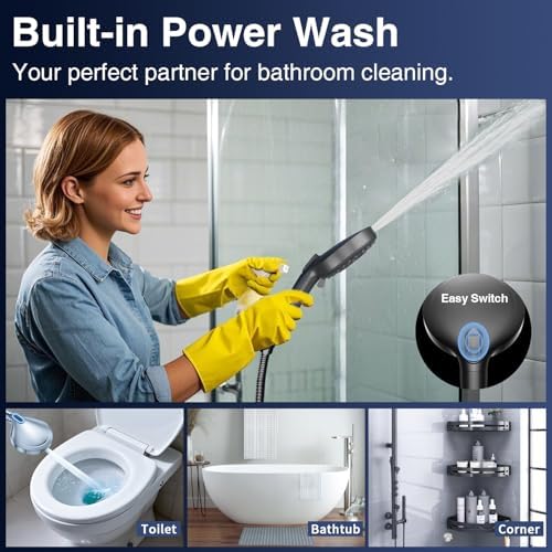 PALAS Filtered Shower Head with Handheld, High Pressure 10-Mode with Filters, Built-in Power Wash, soften hard water Remove Chlorine, Reinforced Hose, Overhead Bracket, Anti-clog nozzle (Matte Black) - Image 3