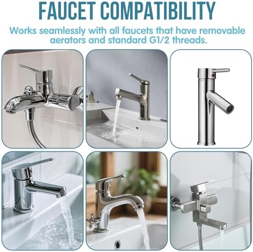 4Pcs Brass Faucet to Hose Adapter with Aerator, Sink Hose Adapter Set with Washers & Tape – Fits G1/2" Female, 55/64" Female, and 15/16" Male, Connects to 3/4" GHT Garden Hoses - Image 4