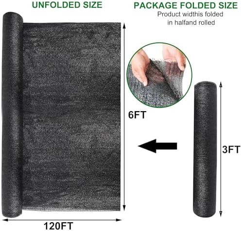 winemana 120x6 FT Shade Cloth for Garden, Outdoor Mesh Tarp Plant Sun Shade - Image 3