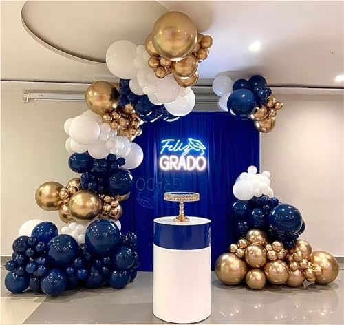 136pcs Navy Blue Gold White Balloons Arch Kit,18 12 10 5 Inch Balloons - Image 5