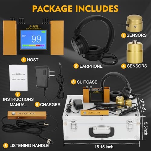 Underground Water Leak Detector, Water Pipe Leak Detector, Two Size Sensors Precise Positioning, High-Sensitivity Digital Display Leakage Sensor, Carrying Case - Image 6