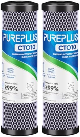 PUREPLUS 1 Micron 2.5" x 10" Whole House CTO Carbon Water Filter,2 PACK by PUREPLUS