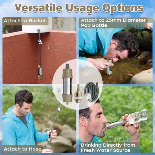 Miniwell L630 Portable Water Filter with Upgraded Vacuum Packaging - 25 Year Storage, Long Lasting and Versatile Usage Options, 2 Pack Filters,Bucket Connectors and Hoses - Image 7