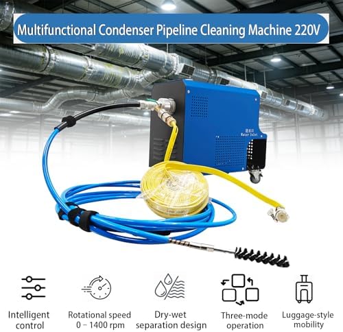 Multifunctional Condenser Pipeline Cleaning Machine with Transformer, Tube Cleaner with 7.6m Flexible Shaft & High Pressure Pump, for Central AC Heat Exchangers 110V/220V - Image 2