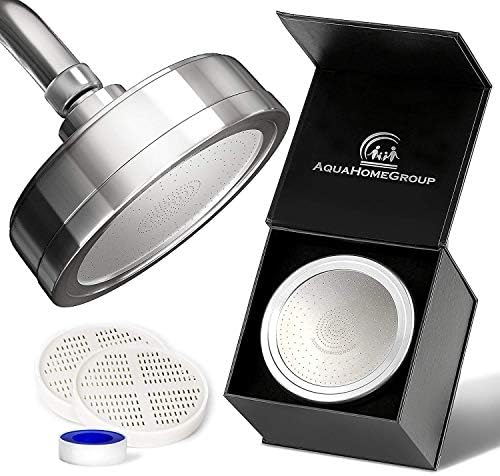 AquaHomeGroup Filtered Shower Head, Chrome, 2-Stage, 2.5 GPM, 2 Cartridges by Aquahomegroup