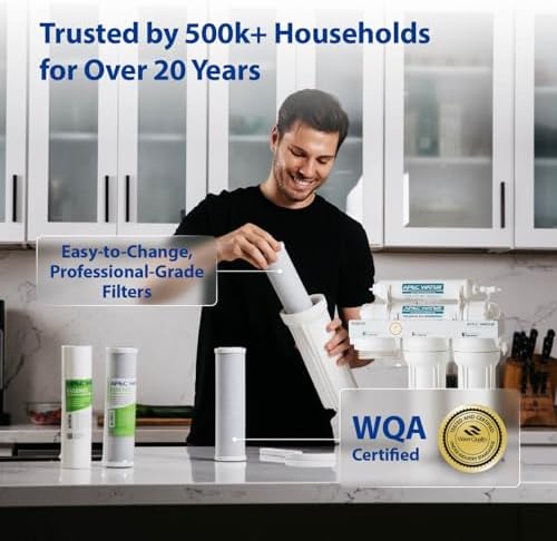 APEC Water WQA Certified 7-Stage Reverse Osmosis Drinking Water Filter System with Alkaline Mineral pH+ Remineralization and UV Water Filter, Ultra Safe Removes 1K+ Impurities, Brushed Nickel, 75 GPD - Image 6