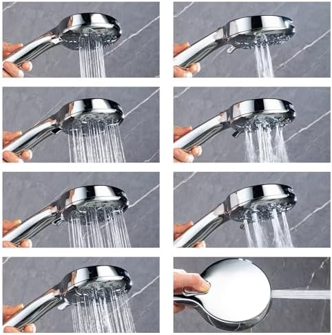 Joyrain Pressure-Boost Shower Head with 8 Settings & Spray Gun, 2-in-1 for High-Pressure Showering and Effortless Tub/Tile/Floor Cleaning, Meets US Standards (Chrome) - Image 2
