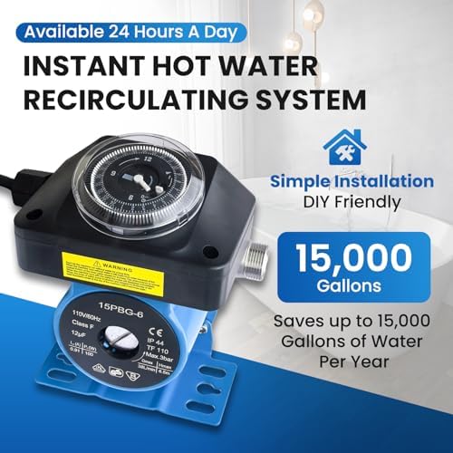 Upgraded Instant Hot Water Recirculation Pump Replacement Kit for watts 0955805 and grundfos 595916, with Programmable Timer – 2 Brass Sensor Valves (595926), 4 Supply Lines, 4 Adapters - Image 4