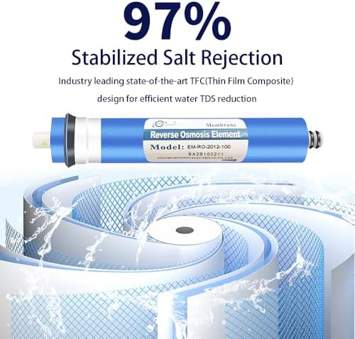Huining 100GPD RO Membrane 1812/2012 Residential Reverse Osmosis Membrane Water Filter Cartrige Replacement for Home Drinking Water Filtration System Household Under Sink Water Purifier - Image 3
