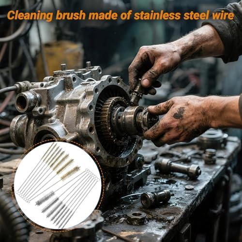 RAWILL 16Pcs Tube Cleaning Brush, Brass Stainless Steel Engine Cleaning Brushes, 12 Inch Long Round Wire Pipe Cleaner for Deep Pipes, Auto Parts, Engine Parts, 8 Sizes - Image 3