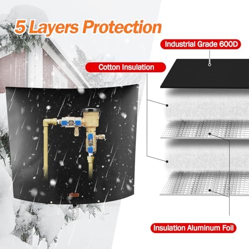 TOHONFOO Backflow Preventer Cover, Pipe Freeze Insulation, 40"Wx40"H, Black - Image 5