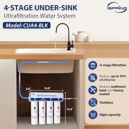 iSpring CUA4-BLK 4-Stage Ultra Filtration Under Sink Water Filter System - Image 6