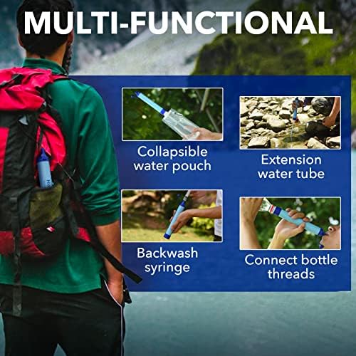 Personal Water Filter Straw Outdoor Portable Filtration Emergency Survival Gear Water Solutions Tactical Gear for Hiking Camping Accessories Travel Hunting Fishing Outing Backpacking - Image 5
