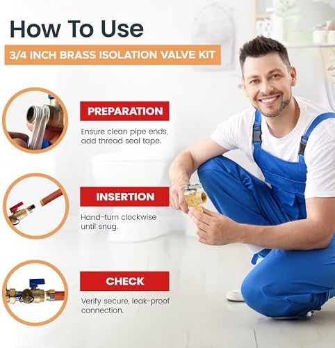 CMI 3/4" Tankless Water Heater Isolation Valve Kit, Sweat Fitting - Image 7