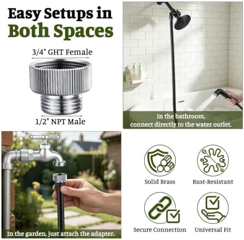 Dog Shower Attachment for Outdoor Pet Washing, High Pressure Hand Sprayer with ON/OFF Switch, 100 Inches Stainless Steel Hose, 3/4 GHT Female Connector, Black - Image 4