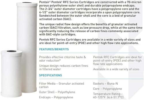 Pentair Pentek RFC-20 Carbon Water Filter, 20-Inch, Whole House Radial Flow Carbon Replacement Cartridge with Granular Activated Carbon (GAC) Filter, 20" x 2.5", 25 Micron - Image 4
