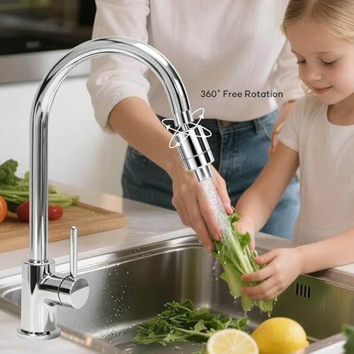 360° Twist Faucet Aerator, 304 Stainless Steel Water Filter for Sink Faucet, Reduces Heave Metal,Chlorine for Tap Water, Universal Filter Faucet for Kitchen & Bathroom, 7 Replacement Filters - Image 2
