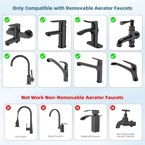 2 PCS Portable Dishwasher Faucet Adapter, Metal Sink Faucet Aerator, Black - Image 4