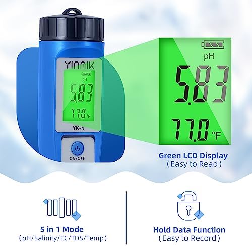 YINMIK pH Salt Meter 5 in 1 pH TDS EC Salinity Tester for Pool Spa Aquarium - Image 3