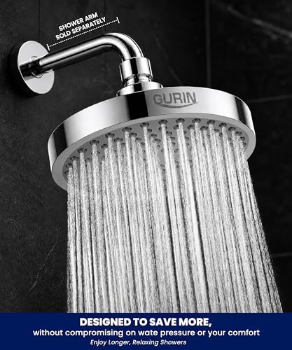 GURIN Shower Head - Luxury Polished Chrome Finish - Rain Showerhead 6 Inch - Image 6