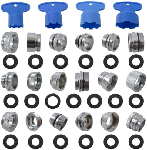 18-Piece Brass Faucet Adapter Kit with 4 Removal Tools | Universal Male & Female Connectors Fit for Kitchen Sink Aerators, Water Filters, Garden Hoses & R*V Faucets by SmaetiSmartDeskLamp