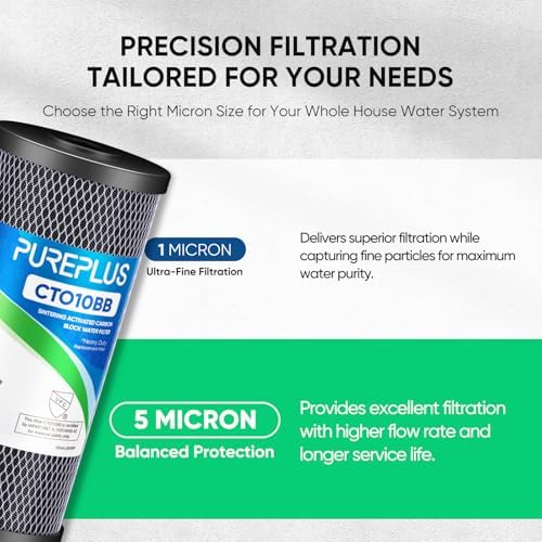 PUREPLUS 5 Micron 10"x4.5" Whole House Carbon Water Filter, CTO10BB, 1 Pack - Image 5