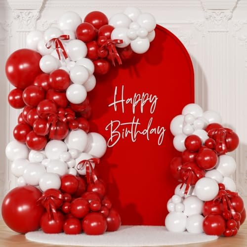 Red and White Balloon Arch Kit for Baby Shower Birthday Decorations by NUTTYBASH