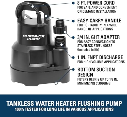 Superior Pump 91660 Tankless Water Heater Descaler Pump Kit with Non-toxic Descaler Solution, 3.5 Gallon, Deluxe - Image 3