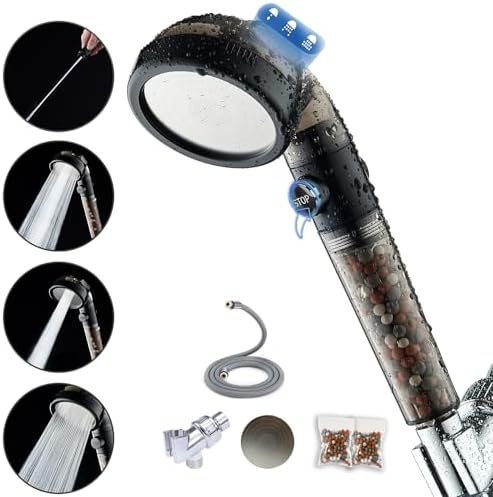 Filtered Shower Head with Handheld - High Pressure Mineral ShowerHead with Filters for Hard Water - Reduces Dry Itchy Skin, Easy Instal, 4 Modes, Water Saving, Durable, Detachable anti blocking by PumodTec