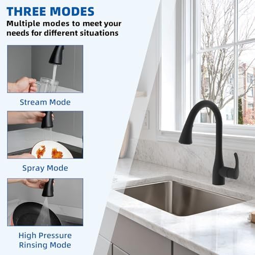 Hibbent cUPC Certified Curved Pull Down Kitchen Faucet Head Replacement - Image 2