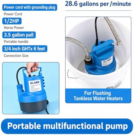 KLABB Tankless Water Heater Flush Kit with 1/2HP Pump System - Image 2